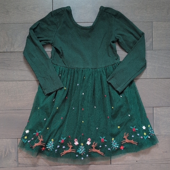 Hanna Andersson Other - Hanna Andersson 3T Holiday Reindeer Embroidered Dress